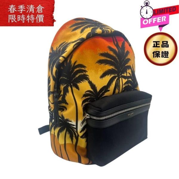 Saint Laurent YSL 聖羅蘭 棕櫚樹日落尼龍背包 YSL 背包, l 男士時尚背包, 筆電隔層背包, 可調肩帶背包, 義大利製背包, 多功能時尚包款
