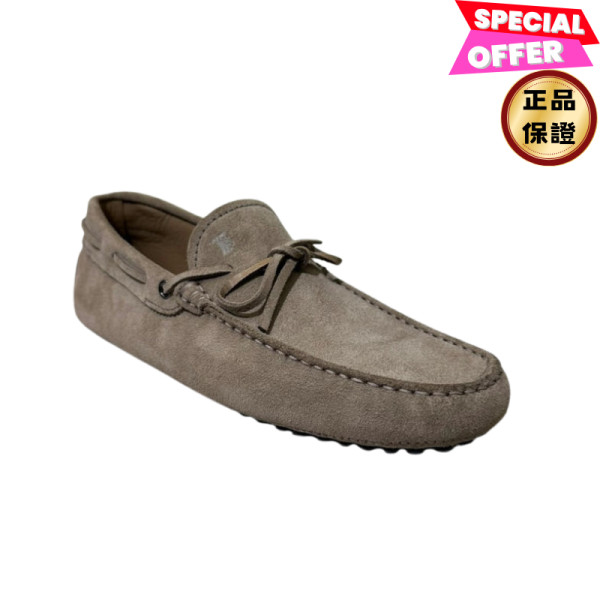 Tod's 男款麂皮 Gommini 繫帶開車樂福鞋  灰色  EU40/40.5 Tod's, 麂皮 Gommini, 系帶樂福鞋, 義大利製造, 手縫線跡, 橡膠鞋底, 時尚單品