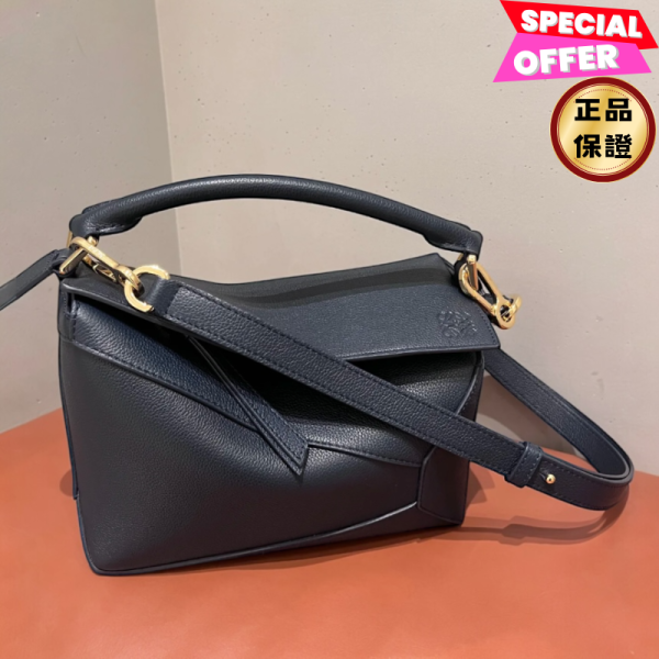 Loewe 柔軟粒面小牛皮迷你 Puzzle Edge 包 黑色金釦 LOEWE, Puzzle Edge, 迷你包, 小牛皮, 西班牙製造, LOEWE 包款