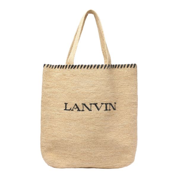 Lanvin  拉菲草編織托特包  自然色/黑色 Lanvin  拉菲草編織托特包  自然色/黑色