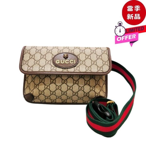 Gucci 493930 GG Supreme 虎頭帆布織帶多功能包    腰包/胸前包/斜背包 Gucci GG Supreme腰包,虎頭腰包,Gucci紅綠織帶胸前包,Gucci多功能斜背包