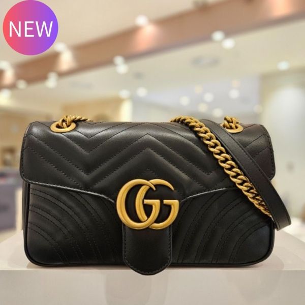 Gucci 443497 GG Marmont 小款 26公分雙G金鍊肩背包   黑色 Gucci 443497 GG Marmont 小款 26公分雙G金鍊肩背包 

黑色