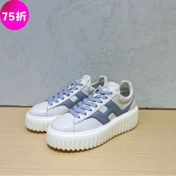 Hogan 女款 H-Stripes 光滑皮革6公分厚底運動鞋  白配灰藍色  EU35/36/37/38 Hogan、H-Stripes、光滑皮革、運動鞋、白色、HGN86標誌、義大利製奢侈品鞋履、記憶泡綿、輕量鞋底、精品運動鞋推薦、精品運動鞋評價、精品運動鞋價格、平行輸入、100%真品、專櫃真品保證、限時優惠、精品鞋履哪裡買