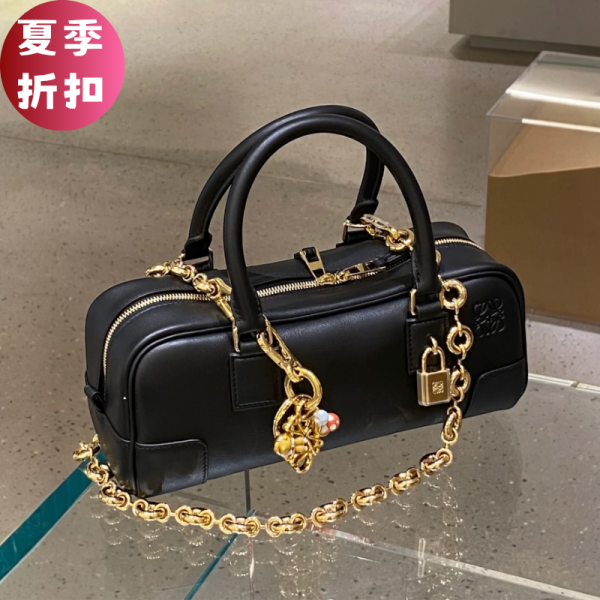 Loewe  納帕小牛皮 Amazona 23 短版包  黑色 Loewe, 納帕小牛皮, Amazona 23, 短版包款, 西班牙製造, 時尚手袋, 2025夏日配件, 奢華設計, 高端女包, 深海軍藍手提包