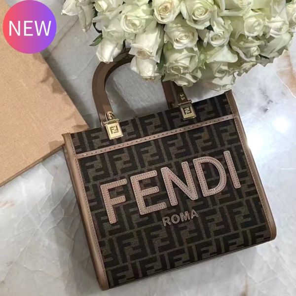 Fendi 8BH394 小款 FF緹花 Sunshine 包    棕色/皮革肩帶 Fendi 8BH394 小款 FF緹花 Sunshine 包   棕色/皮革肩帶