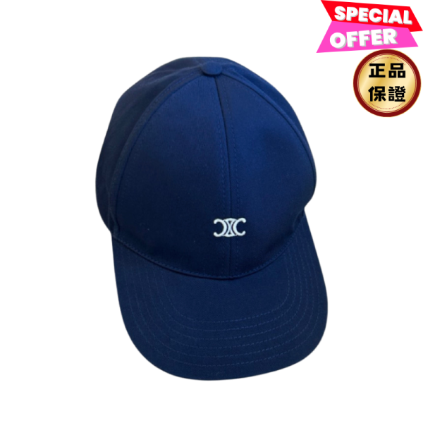 Celine AA0B32 Triomphe 凱旋門棉質棒球帽 靛藍色 Triomphe棒球帽, 100%棉, 靛藍色, 義大利製造, 時尚單品