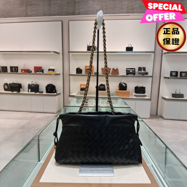 Bottega Veneta 839394 Dustbag Notte 皮革束口肩背包 黑色﻿ Bottega veneta, Dustbag Notte, 皮革包, 斜背包, 編織包, 黑色, 義大利製