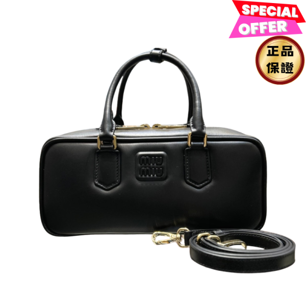 Miu Miu 5BB148 中款 Arcadie 皮革包  黑色 Miu Miu, 5BB148, Arcadie皮革包, 黑色, 輕薄夾棉, 字母標誌, 時尚單品