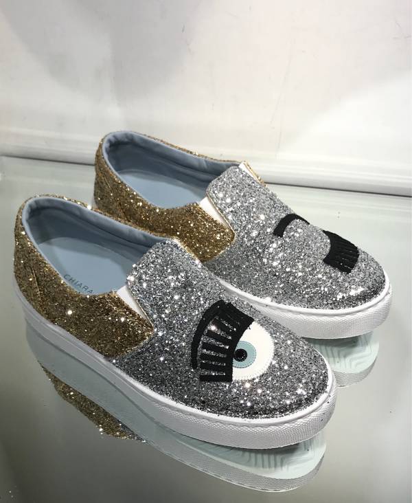 Chiara Ferragni  CF870 金銀配色眨眼厚底樂福鞋  EU 35/36/37/38 