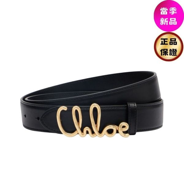 Chloe Iconic 女款小牛皮3公分寬標誌腰帶 S 85/ M 90 / L95公分 黑色 Celine 皮帶,Triomphe 皮帶,18毫米皮帶,黑色皮帶,Celine 配件