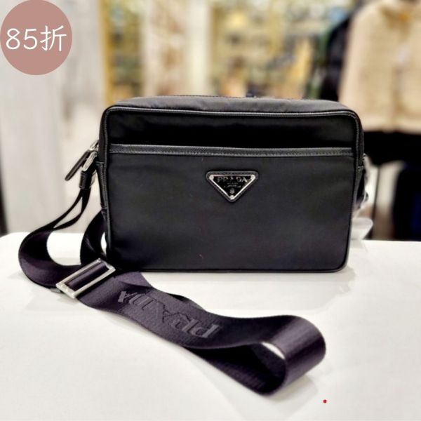 Prada 2VH048 跳傘布及皮革鑲邊單肩包 Prada尼龍單肩包, Saffiano皮革包, Prada百搭包, 跳傘布肩背包, 時尚輕便包款
