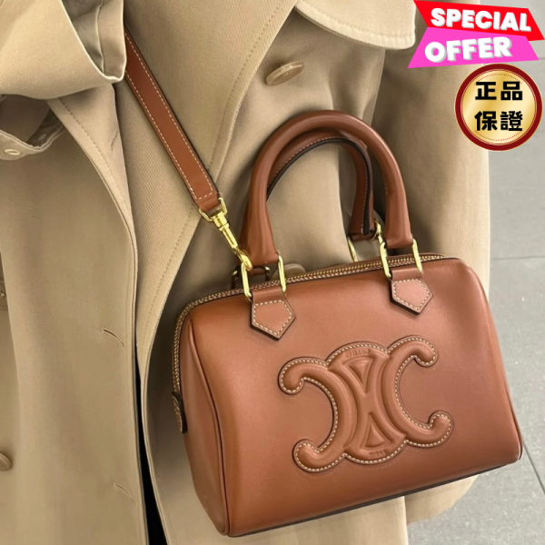 Celine 113773 平滑小牛皮 Cuir 凱旋門小款波士頓包  黃褐色 Celine, 113773, Cuir凱旋門, 小款波士頓包, 黃褐色, 平滑小牛皮, 義大利製造, 時尚單品