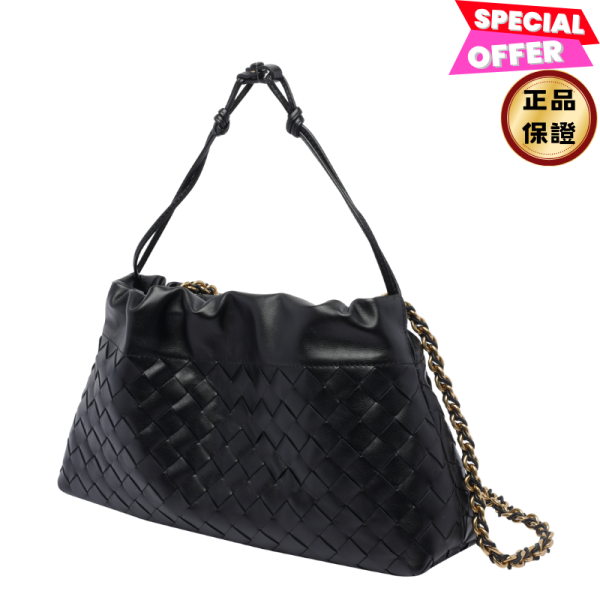 Bottega Veneta 839394 Dustbag Notte 皮革束口肩背包 黑色﻿ Bottega veneta, Dustbag Notte, 皮革包, 斜背包, 編織包, 黑色, 義大利製