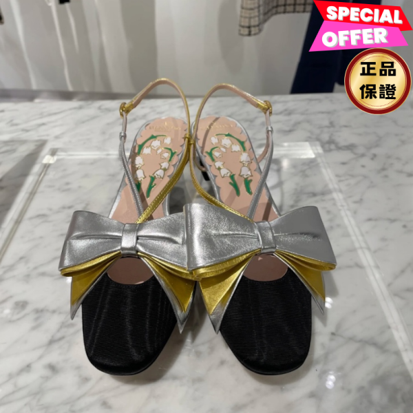 Valentino Garavani Bowow 莫爾織物細跟露跟鞋 IT35/37 Valentino Garavani, Bowow, 莫爾織物細跟露跟鞋, 義大利製造, 4.5公分鞋跟, VLogo, 時尚單品