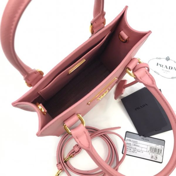 Prada 1BA358 Saffiano 皮革購物包  粉色 