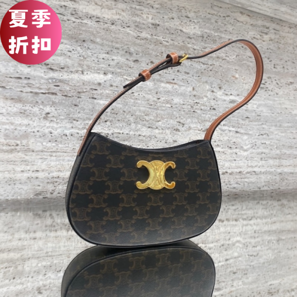 Celine 115702 老花凱旋門中款 Tilly 包   黃褐色 Celine老花包, 凱旋門Tilly包, Celine經典包, 中款肩背包, Celine黃褐色包