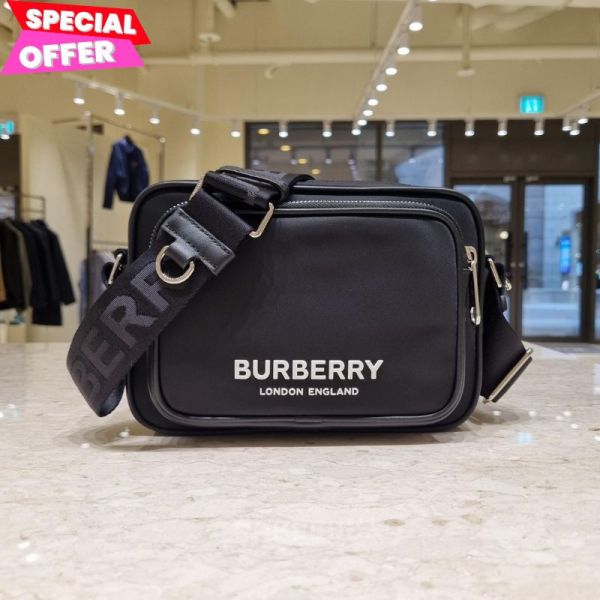 Burberry 80490941 中性款徽標印花尼龍 Paddy 包  黑色 