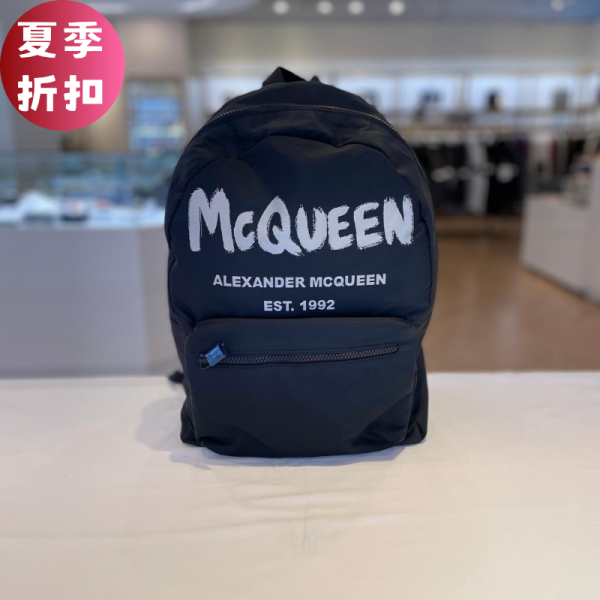 Alexander McQueen 麥昆塗鴉 Metropolitan大型背包  黑色 Alexander McQueen,Graffiti Metropolitan背包,塗鴉背包,大型背包,黑色背包,義大利製造,精品平行輸入,100%真品,專櫃真品保證,台灣精品代購