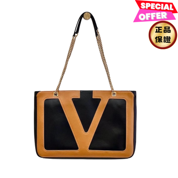 Valentino Garavani 小款軟羊皮 VIVA Superstar 包 黑色配棕色 Valentino,Viva Superstar包,小型購物包,Nappa羊皮手袋,VLogo購物包,義大利製造,精品平行輸入,100%真品,專櫃真品保證,台灣精品代購
