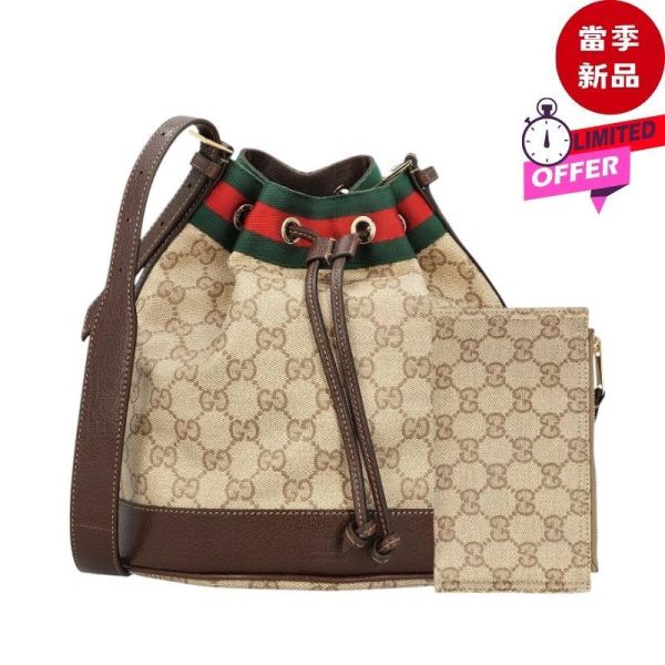Gucci Venice 老花織帶小型水桶肩背包  沙色／深棕色 Gucci,Gucci Venice,Gucci Venice Small Bucket Bag,Gucci水桶包,Gucci小型水桶包,Gucci GG帆布,Gucci GG老花包,Gucci織帶包,Gucci Web織帶,Gucci抽繩包,Gucci肩背包,Gucci斜背包,Gucci沙色深棕,Gucci可拆卸收納袋,義大利精品包,A002GW FAF79 8547