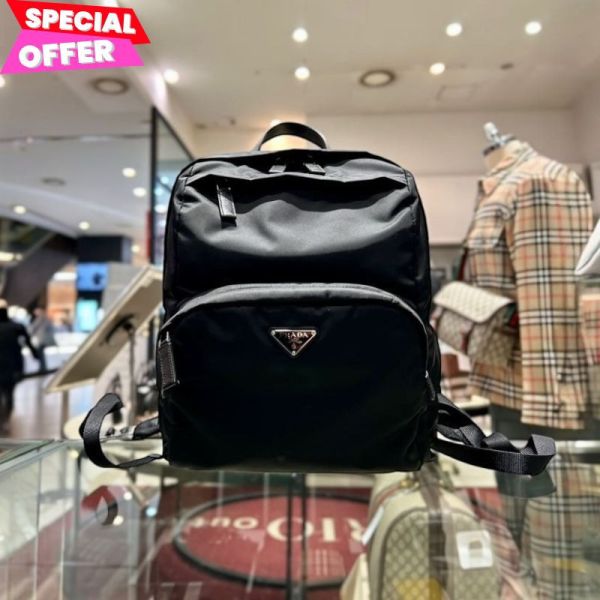 Prada 2VZ104 再生尼龍及Saffiano 後背包 黑色 Prada後背包, Prada再生尼龍包, Saffiano皮革背包, Prada 2VZ104, 環保材質包