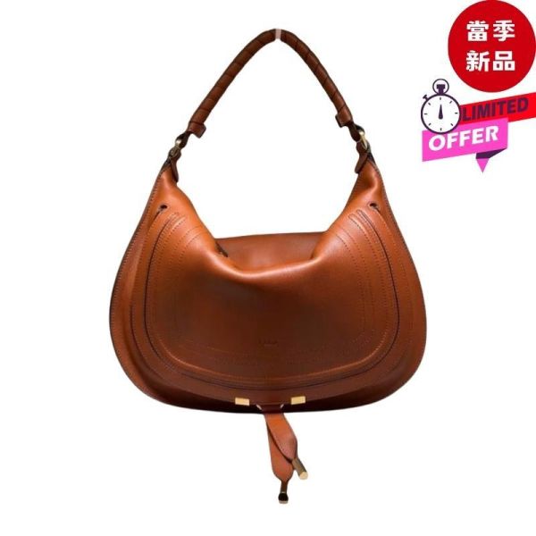 Chloe Marcie 柔軟小牛皮肩背包 陶棕色 Clay Brown Chloe Marcie,Chloe 肩背包,小牛皮包,Marcie 包款,法式精品包