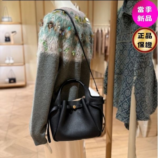 Tory Burch Romy Pebbled Bucket 荔枝紋小牛皮水桶包  黑色 Tory Burch, Romy, 水桶包, 小牛皮, 黑色, 義大利製, iPhone, iPad