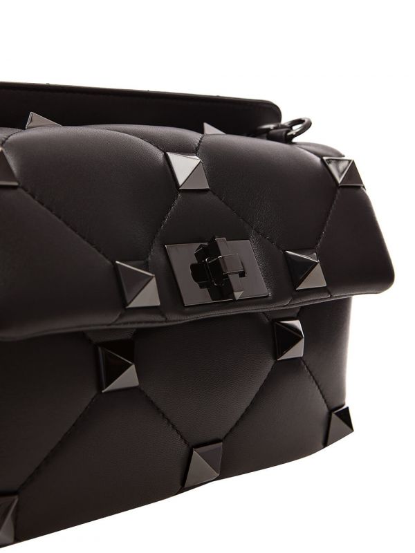 Valentino Roman Stud 中款納帕羊皮羅馬鉚釘包 全黑色 