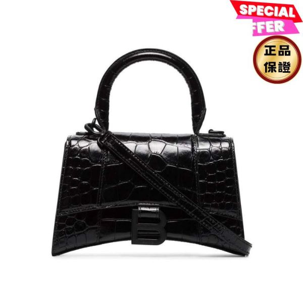 Balenciaga 5928331 Hourglass XS   鱷魚紋小牛皮沙漏包  黑色 Balenciaga Hourglass XS,鱷魚紋沙漏包,Balenciaga小牛皮包,黑色沙漏包