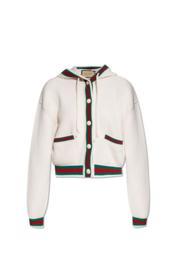 Gucci ‎‎764690 女款織帶羅紋縫製羊毛開襟衫/上衣    XS/S/M/L Gucci ‎‎764690 女款織帶羅紋縫製羊毛開襟衫/上衣