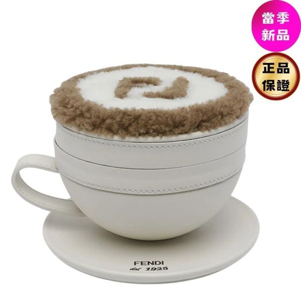 Fendi 7AS402 卡布奇諾造型零錢包吊飾  拿鐵咖啡色 Fendi, 卡布奇諾吊飾, 包款吊飾, 精品包飾, 小牛皮吊飾, 羊毛皮草