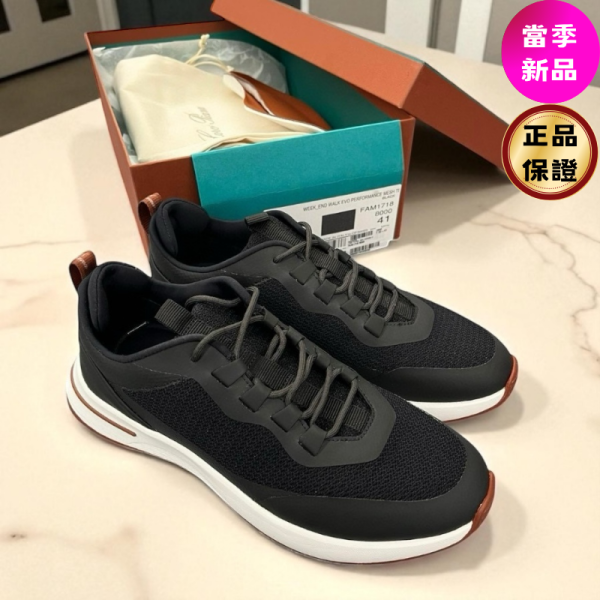Loro Piana  FAM1718 男款超細纖維 Week-End Walk 運動鞋  黑色  EU39/39.5/40/40.5/41/41.5/42/42.5 Loro Piana, Week-End Walk, 運動鞋, 超細纖維, 3D 技術針織, 納帕皮, 義大利製造, 防滑大底, 實用設計