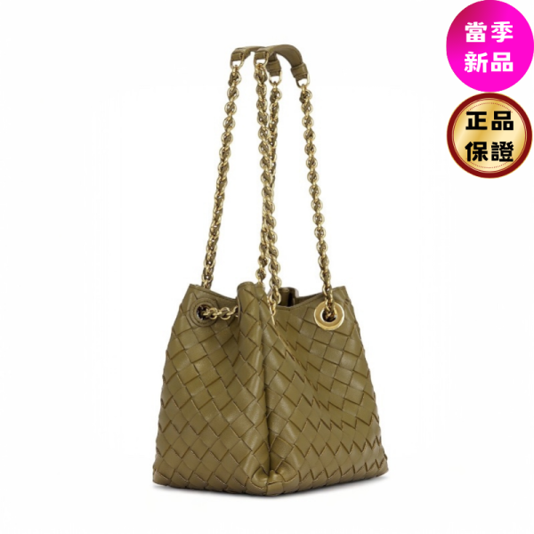 Bottega Veneta 817175 小款 Parachute Chain 編織肩背包  苔綠色﻿ Bottega Veneta, Parachute Chain, 小羊皮編織包, BV 肩背包, Intrecciato, 精品義大利製, 精品真品代購, 義大利精品包推薦