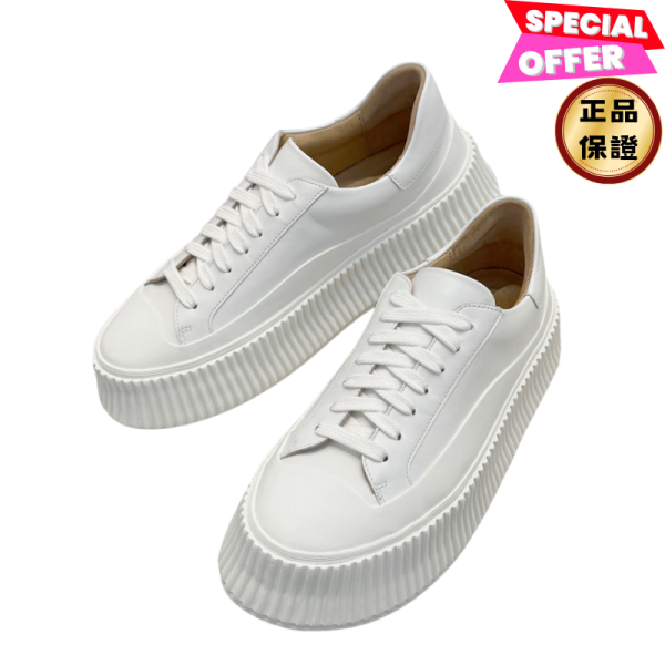 Jil Sander 女款帆布厚底餅乾鞋 增高5公分/雲白色  IT37/38/39 ( 建議購買小一號 ) Jil Sander,帆布鞋 ,厚底,餅乾鞋