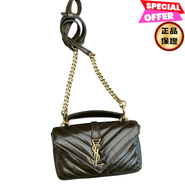 Saint Laurent 779430 YSL 迷你 College 學院包    麝香棕/金鍊 Saint Laurent, YSL, College 包, 迷你學院包, 小牛皮, 義大利製造
