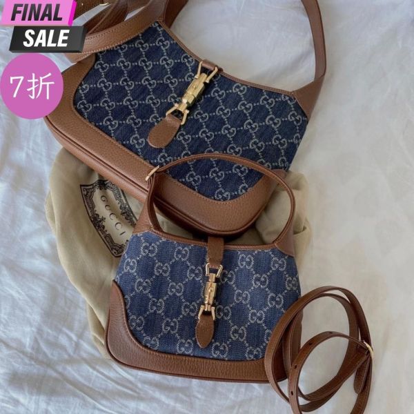 Gucci 637092 牛仔丹寧藍 迷你 Jackie 1961包     附可拆卸、延長皮革肩帶 Gucci 637092 牛仔丹寧藍 迷你 Jackie 1961包    附可拆卸皮革長肩帶