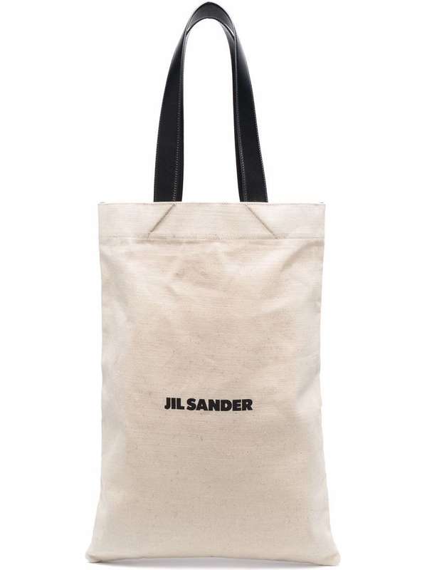 Jil Sander 中款 Logo 帆布購物包 JIL SANDER