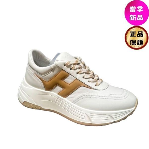 Hogan 女款 Hi-Fi 納帕皮革厚底雲朵運動鞋  白色焦糖色H/底高6.5公分  IT37/38/38.5/39 Hogan,Hi-Fi,女款運動鞋,厚底運動鞋,雲朵運動鞋