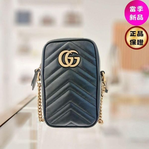 Gucci 598597 GG Marmont 迷你單肩包  黑色 ucci, GG Marmont, WOC, 迷你單肩包, 小牛皮, 黑色, 義大利製造