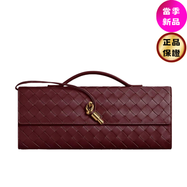 Bottega Veneta 741511 Andiamo 羊皮編織 Clutch 手拿包  酒紅色 Bottega Veneta, Andiamo Clutch, Intrecciato 編織, 羊皮, 義大利製造, 手拿包