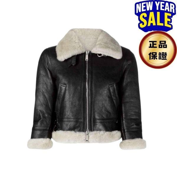 Dsquared2 女款 Americana 羊毛內襯短版皮革外套   EU 38/4/42/44/46/48 Dsquared2, Americana, 皮革外套, 羊毛內襯, 短版外套, 羅馬尼亞製造