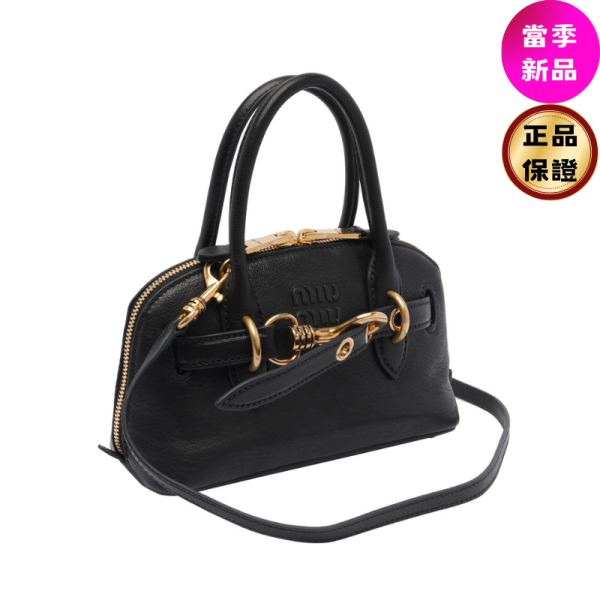 Miu Miu 5BP090  迷你 Aventure 小羊皮貝殼包  黑色 Miu Miu, Aventure Mini, Nappa皮革, 手袋, 義大利製造, 小羊皮, 壓花logo, 實用設計, 時尚單品, 百搭風格