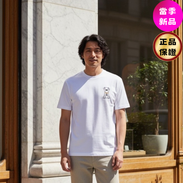 Fendi FY0936 男款白色棉質 T恤 Ito 刺繡款  S/M/L﻿/XL Fendi,白色T恤,Ito刺繡,純棉T恤,義大利製造
