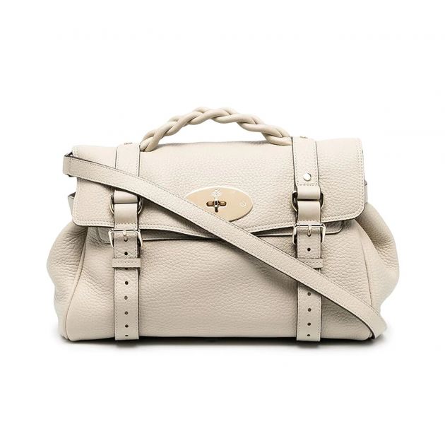 Mulberry HH6746 金屬扭鎖粗粒面小牛皮 Alexa 包    象牙白﻿ 