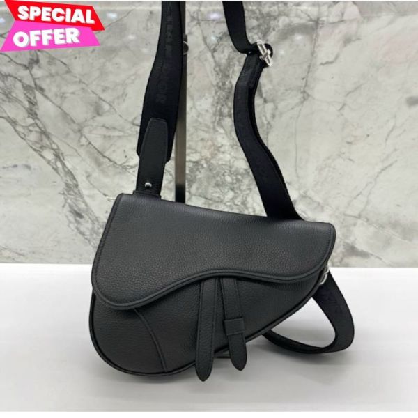 Dior 迪奧 Saddle 迷你顆粒小牛皮馬鞍肩背包 黑色 