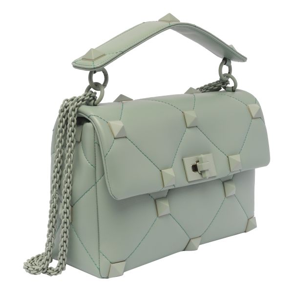 Valentino 大款 Roman Stud 羊皮琺瑯鉚釘包 晨露綠﻿ 