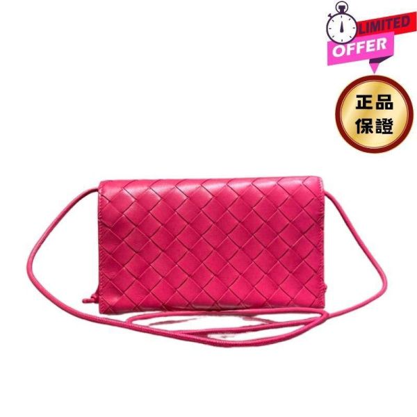 Bottega Veneta 708586  羊皮編織  WOC肩帶錢包  莓果粉色﻿ Bottega Veneta,WOC,編織錢包,鏈帶錢包,紫藤色