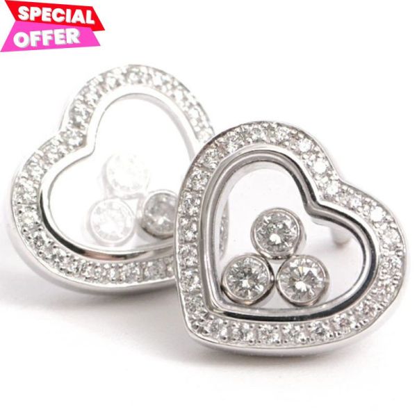 Chopard 蕭邦 Happy Diamond 18k金心形鑽石耳環 Chopard耳環, Happy Curves鑽石耳釘, Chopard白金耳環, 高級珠寶推薦, 滑動鑽石設計, 瑞士珠寶品牌, 情人節珠寶禮物, 精品耳釘, 鑽石耳環推薦, 專櫃真品耳環