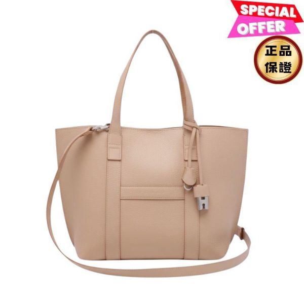 Hogan Script 小款小牛皮購物托特包  裸色 Hogan Script,Small托特包,米色購物包,皮革肩背包,H字標誌包款