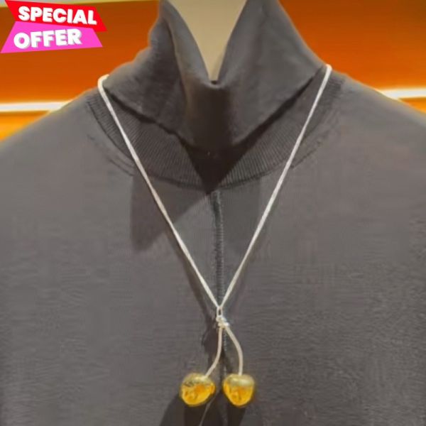 Jil Sander 金銀雙色 Cherry 櫻桃項鍊 Jil Sander CherryPendant項鍊, Jil Sander 項鍊, 生態黃銅首飾, 銀金雙色項鍊, 櫻桃吊飾項鍊, 義大利精品, 100% 真品, 極簡首飾,